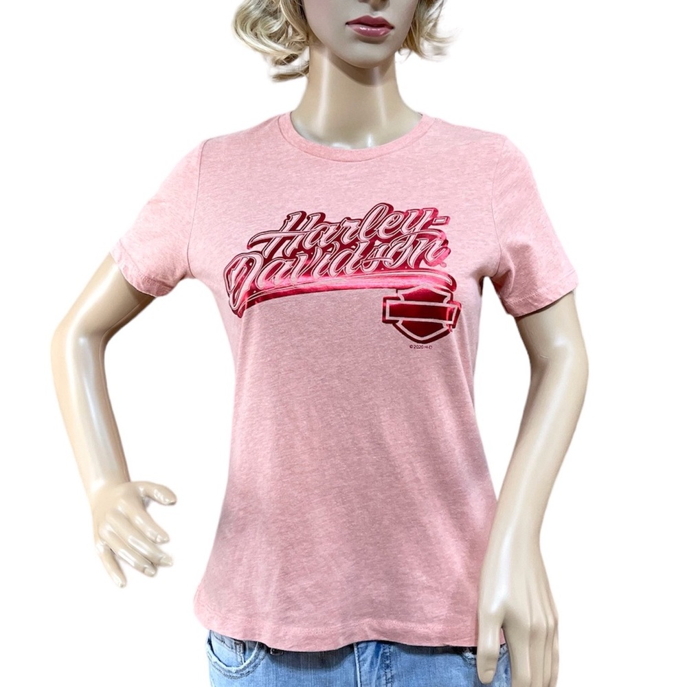 HARLEY-DAVIDSON Women’s Short Sleeve Peach Tee Shirt Size Small